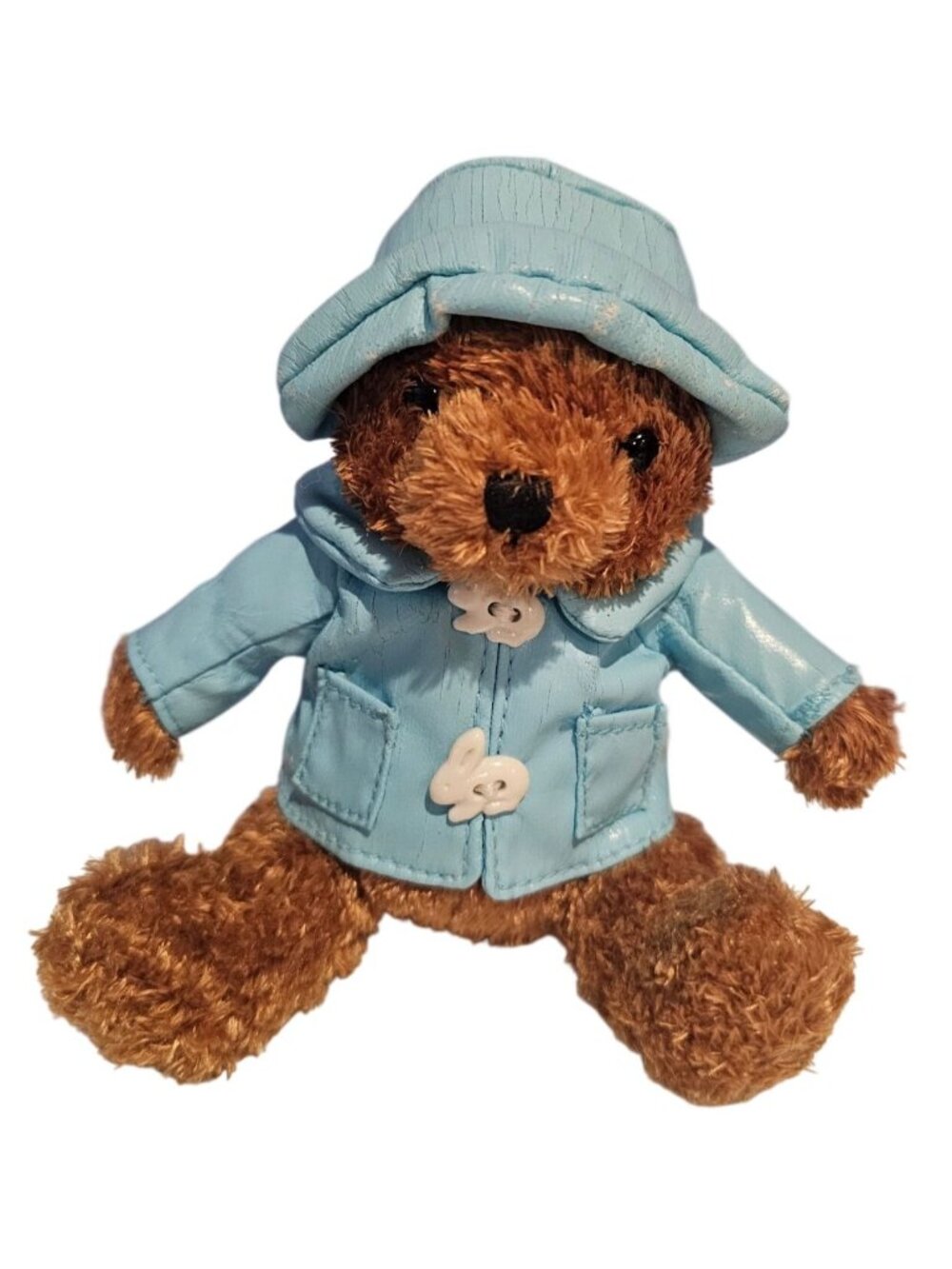 Galerie 5" Plush Teddy Bear Blue Raincoat Rabbit Buttons Stuffed Animal Easter